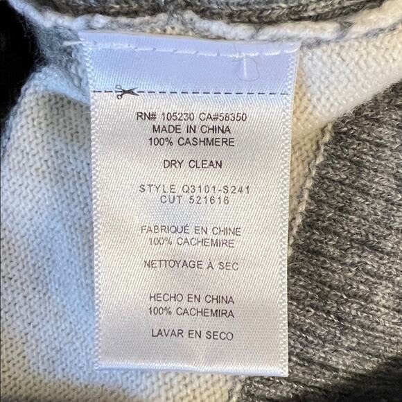 Equipment Women’s Sz S Cashmere Gray White Stripe Crew Neck Sweater Jenny - Picture 13 of 13